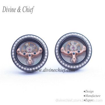 2016 Newest Style Tourbillon Cufflinks High Quality 316L Stainless Steel Cufflinks for men
